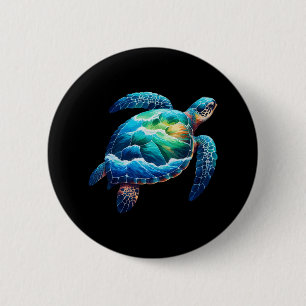 Chapa Redonda De 5 Cm Día de la Tierra Animal de la Tortuga Marítima Muj