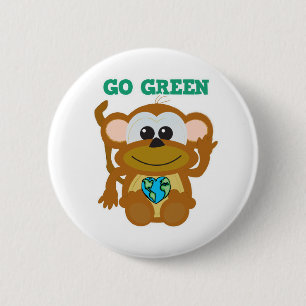 Chapa Redonda De 5 Cm Día de la Tierra Vamos Mono Verde Goofkins