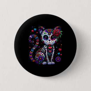 Chapa Redonda De 5 Cm Día De Los Muertos Cinco De Mayo Gato Calavera De