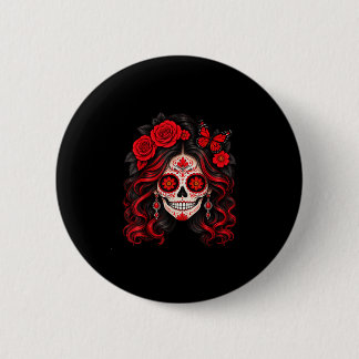 Chapa Redonda De 5 Cm Día de los muertos cráneo de azúcar catrina día de