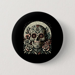 Chapa Redonda De 5 Cm Día De Los Muertos De La Hallowe De Cráneo De Azúc