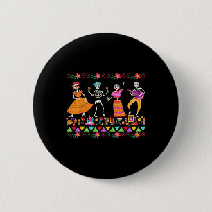 Chapa Redonda De 5 Cm Día De Muertos Día De Los Muertos Esqueleto Mexica