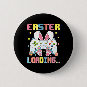 Chapa Redonda De 5 Cm Día de Pascua Bunny Easter Cargando Videojuego Boy