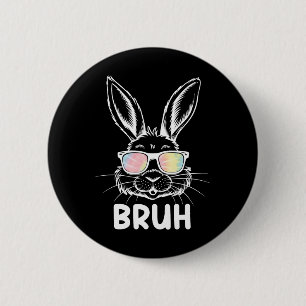 Chapa Redonda De 5 Cm Día de Pascua de Bruh Conejo Divertido Cara de Con