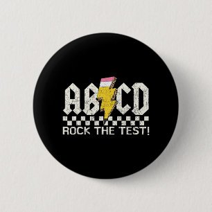 Chapa Redonda De 5 Cm Día de prueba del profesor Retro Abcd Rock Test Da