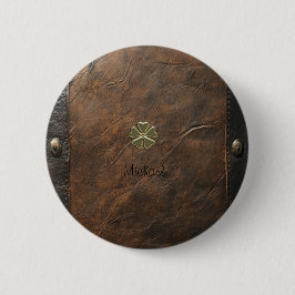 Chapa Redonda De 5 Cm Día de San Patricio, cuero marrón