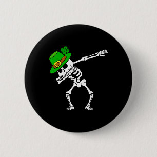 Chapa Redonda De 5 Cm Día de San Patricio Dabbing Dab Skeleton Diversión