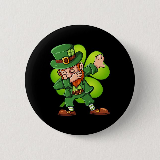 Chapa Redonda De 5 Cm Día de San Patricio Dabbing Leprechaun Clover Boys (Anverso)