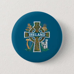 Chapa Redonda De 5 Cm Día de San Patricio de Irlanda Cruz celta Verde Ce