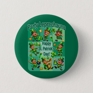 Chapa Redonda De 5 Cm Día de San Patricio Divertido "Duendes de Fiesta"