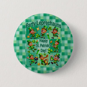 Chapa Redonda De 5 Cm Día de San Patricio Divertido "Duendes de Fiesta"