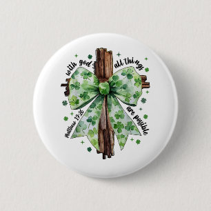Chapa Redonda De 5 Cm Día de San Patricio Fe Cristiana Trébol Trébol de