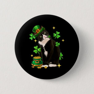 Chapa Redonda De 5 Cm Día de San Patricio Gato Irlandés Shamrock Gato de