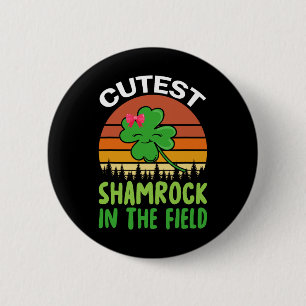 Chapa Redonda De 5 Cm Día de San Patricio Niñas Infantil Shamrock Más Bo