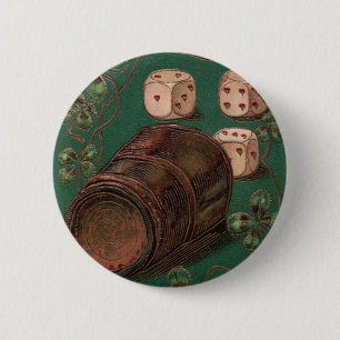 Chapa Redonda De 5 Cm Día de San Patricio vintage, Suerte dados irlandes