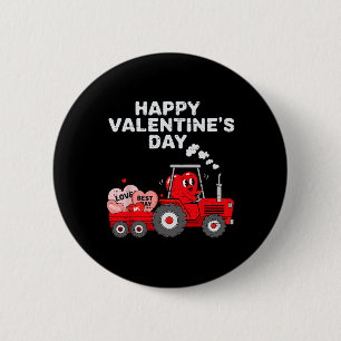 Chapa Redonda De 5 Cm Día de San Valentín Corazón En Tractor Divertido G