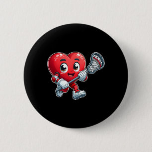 Chapa Redonda De 5 Cm Día de San Valentín Corazón Equipo de Lacrosse Jug
