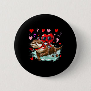 Chapa Redonda De 5 Cm Día de San Valentín Corazón Solteros Jinete Nutria