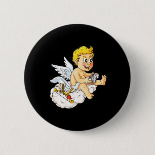 Chapa Redonda De 5 Cm Día de San Valentín Cupid Video Gamer Controller B