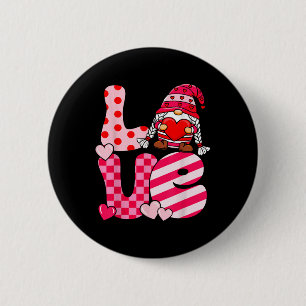 Chapa Redonda De 5 Cm Día de San Valentín Cute Love Heart Gnome Funny Gn
