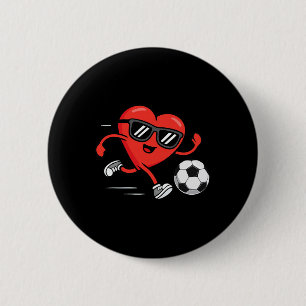 Chapa Redonda De 5 Cm Día de San Valentín divertido fútbol corazón niños