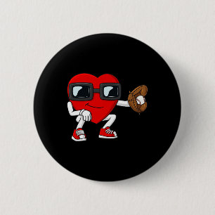 Chapa Redonda De 5 Cm Día de San Valentín Heart Baseball Catcher Fun Boy