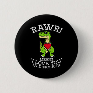 Chapa Redonda De 5 Cm Día de San Valentín para niños Dino Rawr Te quiero
