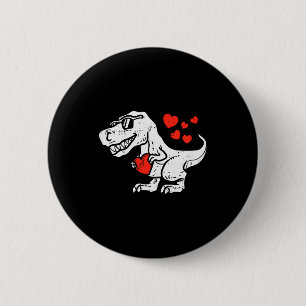 Chapa Redonda De 5 Cm Día de San Valentín para niños T-rex Dino Corazone