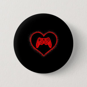 Chapa Redonda De 5 Cm Día de San Valentín Red Heart Video Game Fun Love