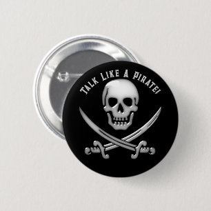 Chapa Redonda De 5 Cm Día del Pirata Jolly Roger