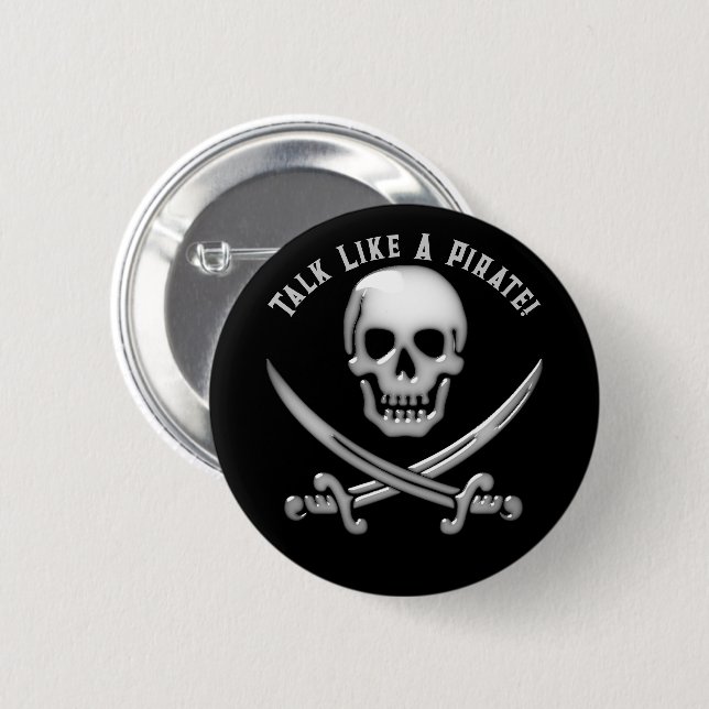 Chapa Redonda De 5 Cm Día del Pirata Jolly Roger (Anverso y reverso)