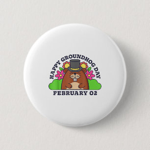 Chapa Redonda De 5 Cm Día Feliz de la Marmota 2 de Febrero Hombres Mujer