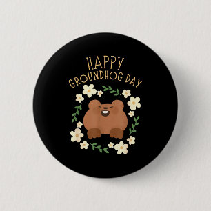 Chapa Redonda De 5 Cm Día Feliz de la Marmota - Celebración Divertida 