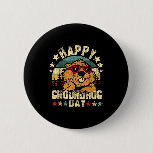 Chapa Redonda De 5 Cm Día Feliz de la Marmota Funny Marmota Solteros Lin