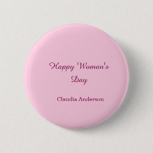 Chapa Redonda De 5 Cm día feliz de la mujer nombre rosa maúve caligrafía