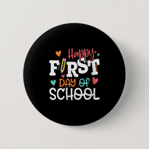 Chapa Redonda De 5 Cm Día Feliz de Mujeres para el Primer Día de Escuela