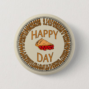 Chapa Redonda De 5 Cm Día feliz del pi con la parte del pi