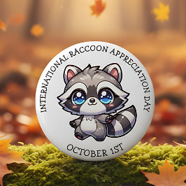 Chapa Redonda De 5 Cm Día Internacional de Apreciación del Raccoon