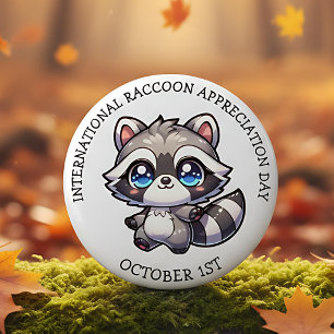 Chapa Redonda De 5 Cm Día Internacional de Apreciación del Raccoon