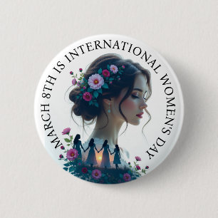Chapa Redonda De 5 Cm Día Internacional de la Mujer 8 de marzo IWD