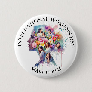 Chapa Redonda De 5 Cm Día Internacional de la Mujer 8 de Marzo IWD