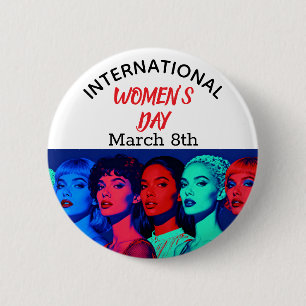Chapa Redonda De 5 Cm Día Internacional de la Mujer   Arte Pop 