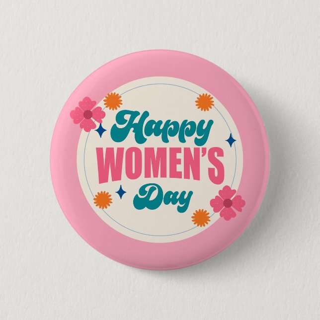 Chapa Redonda De 5 Cm Día internacional de la mujer trendy Button femeni (Anverso)