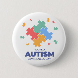 Chapa Redonda De 5 Cm Día Mundial de Conciencia sobre el Autismo