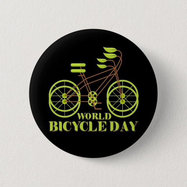 Chapa Redonda De 5 Cm Día Mundial de la Bicicleta (Anverso)