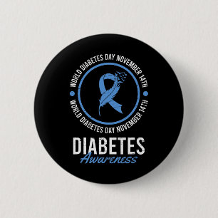Chapa Redonda De 5 Cm Día Mundial de la Diabetes Noviembre Concienciació