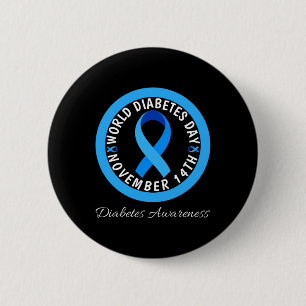 Chapa Redonda De 5 Cm Día Mundial de la Diabetes Tipo 1 Tipo 2 Avisos so