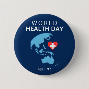 Chapa Redonda De 5 Cm Día Mundial de la Salud 7 de abril
