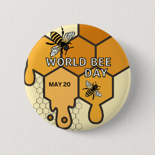 Chapa Redonda De 5 Cm Día Mundial de las Abejas