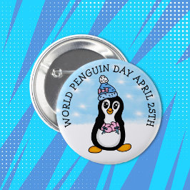 Chapa Redonda De 5 Cm Día Mundial del Pingüino 25 de abril